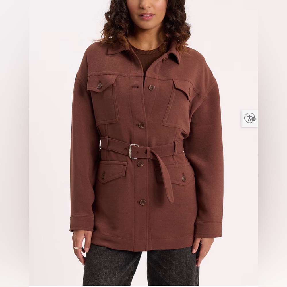 Express Women Brown Belted XL Versatile Layering Jacket Gorpcore Minimalist